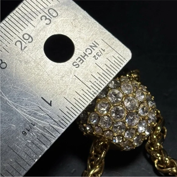 Vintage Joan Rivers Pave' Crystal Ball Necklace Foxtail Chain 30" Long Goldtone - Picture 10 of 16